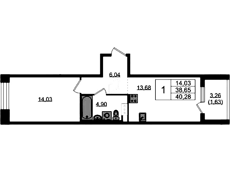1-комнатная квартира 40.28 м², 3/5 эт., ЖК «Plus Пулковский»